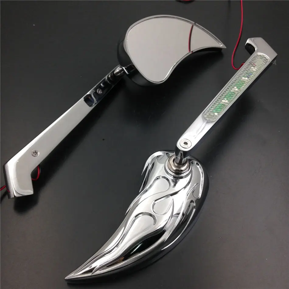 

Motorcycle Side Rearview Mirrors LED Turn Signal Integrated Flaming Wedge Style For Suzuki GSX1300R Hayabusa 1999-2007 Chrome