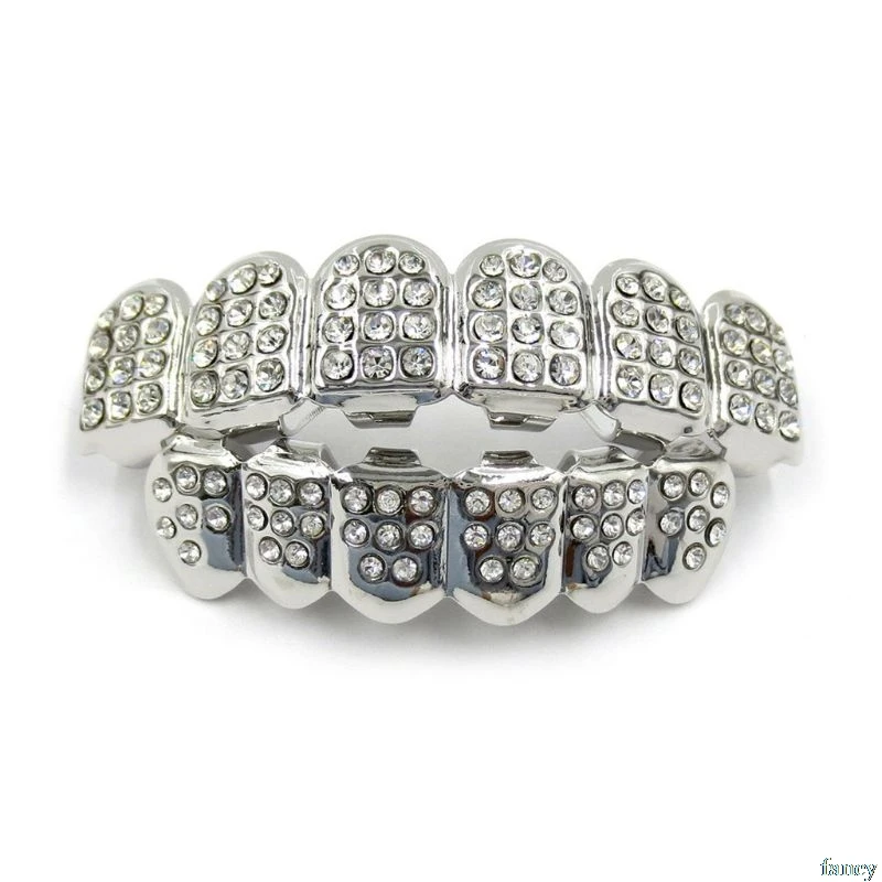 Модный хип хоп Золото Серебро Iced Out CZ зубы Grillz Топ низ для мужчин женщин ювелирные изделия