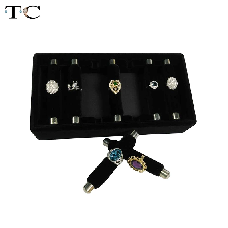 Черный бархатный лоток для хранения колец демонстрации ювелирных изделий