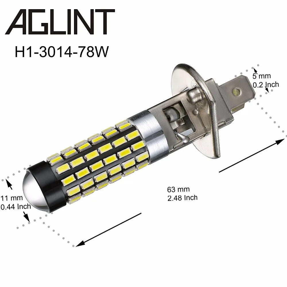 AGLINT 2 шт. светодиодный автомобиль передняя противотуманная фара H1 78 чипы 3014 SMD с