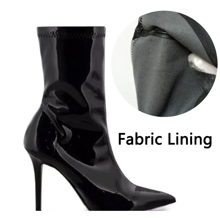 Fabric Lining Роскошные брендовые сапоги из лакированной кожи; женские пикантные сапоги до середины икры; женская обувь из зеркальной кожи на высоком каблуке; INS style Botas Mujer - Цвет: Fabric Lining