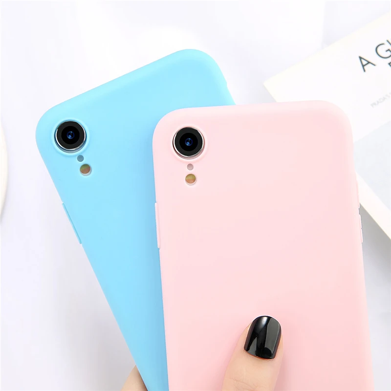 Lovebay Phone Case For iPhone 5 5s SE 6 6s 7 8 Plus X XR XS Max Fashion Candy Color Simple Solid Soft TPU |