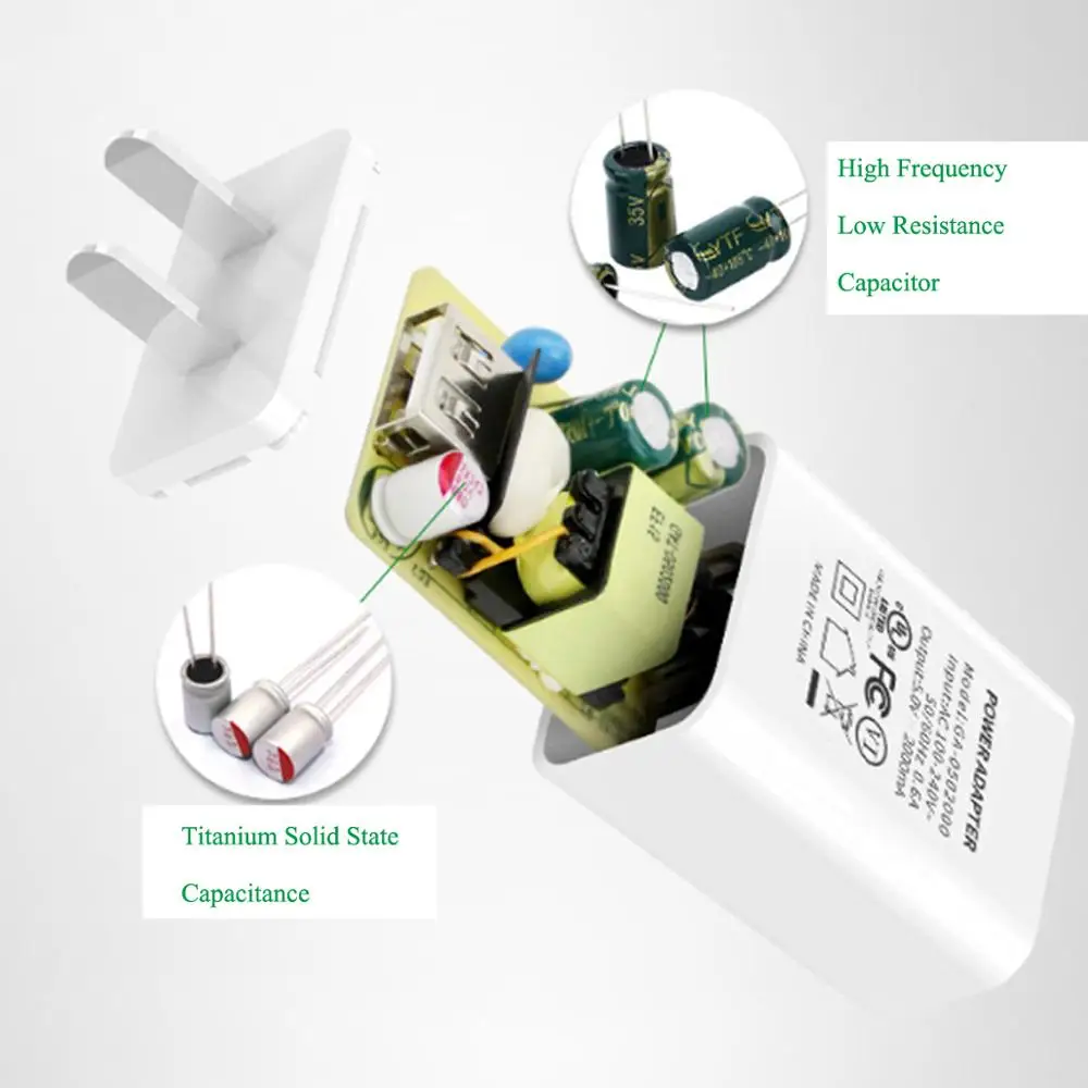 USB зарядное устройство для мобильного телефона портативное США/ЕС вилка