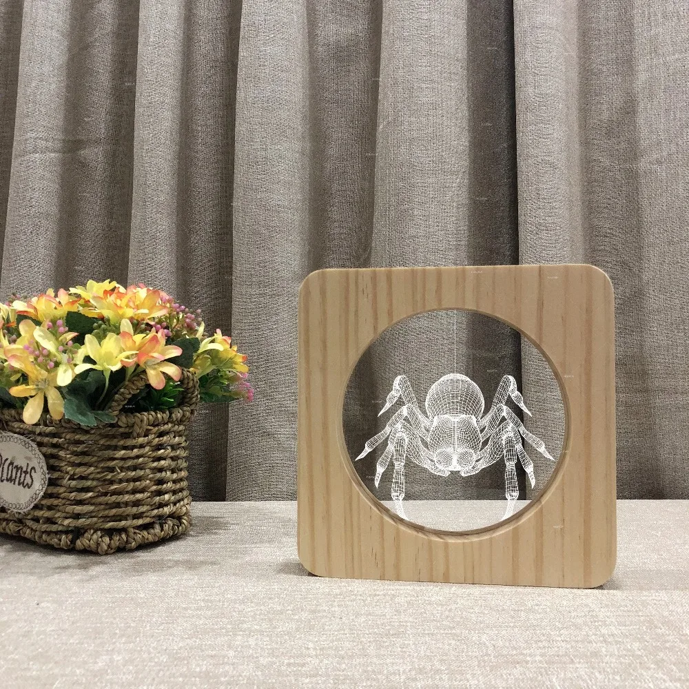 The spider design Wooden acrylic lights warm white Practical gifts Christmas Halloween costumes Home decoration | Лампы и освещение