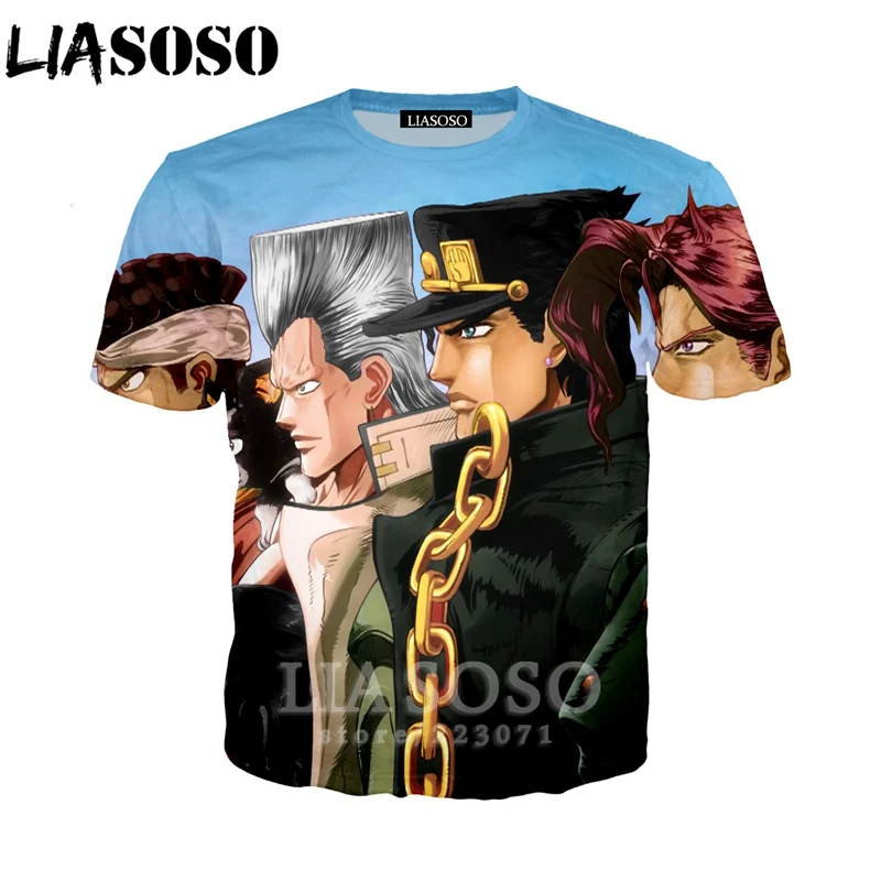 LIASOSO лето для мужчин женщин Kujo Jotaro Толстовка 3D принт аниме JoJo Необычные Приключения Футболка короткий рукав Топ пуловер B051-01 - Цвет: 11