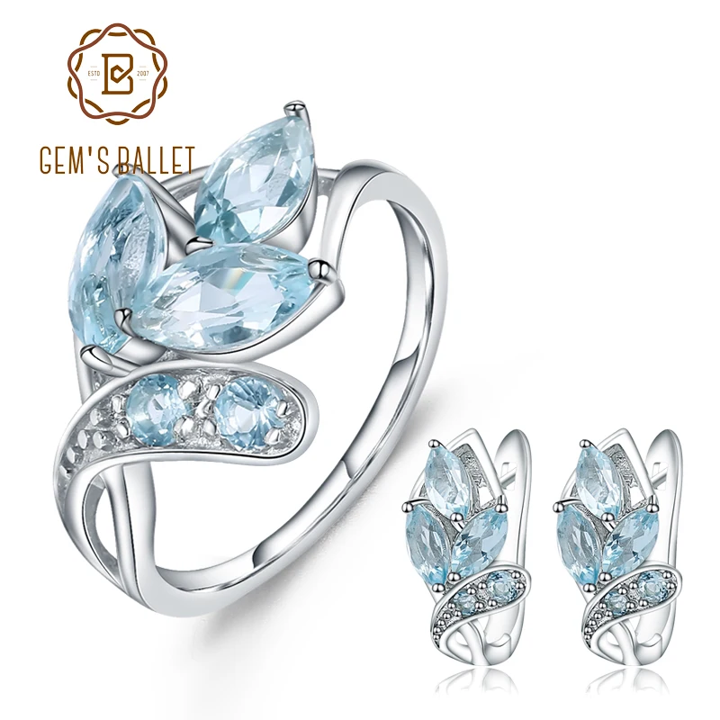 Женские классические серьги GEM'S BALLET набор из серебра 925 пробы с натуральным