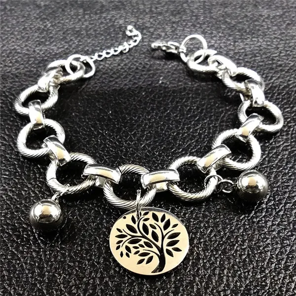 A Tree 1chain Дерево жизни браслеты из нержавеющей стали женские ювелирные изделия цвет серебра талисман браслет и браслеты ювелирные изделия orologio uomo B17859 - Окраска металла: A Tree 1chain