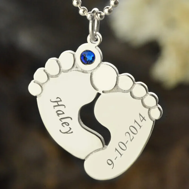 Милые Подвески в форме ног ребенка ожерелье Женские Ювелирные изделия на заказ