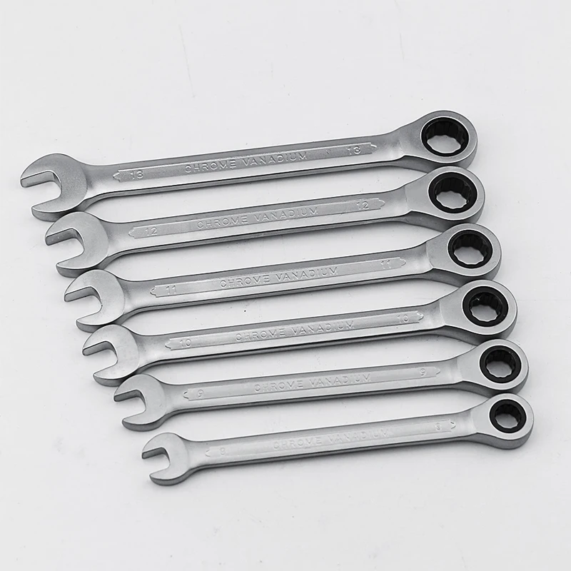 

YOFE 6pcs/set 8-13mm Ratchet Handle Wrench Quick Metric Universal Spanner CR-V Matt Combination Wrench Set Auto Repair Tools