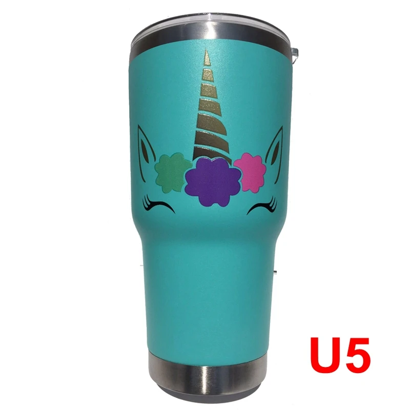 U5- P. light green 50 шт. Единорог бутылка из нержавеющей стали с двойными стенками Вакуумная чашка-термос с Защита от проливов крышка 16 унций 20 унций 22 унций 30 унций 32 унций - Цвет: U5- P. light green