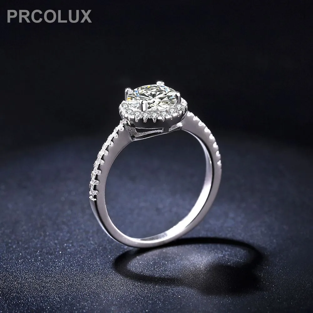PRCOLUX мода Девушка круглой огранки кольцо посеребренные белый обещание