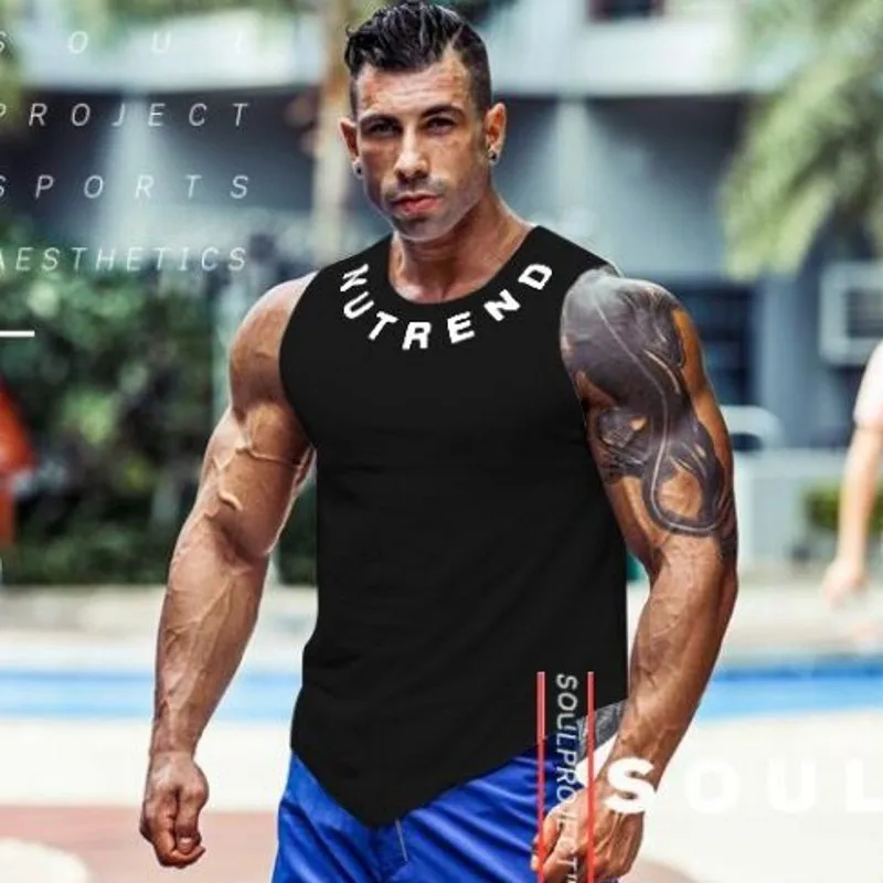 New fashion cotton sleeveless shirts tank top men Fitness shirt mens singlet Bodybuilding workout gym vest fitness men