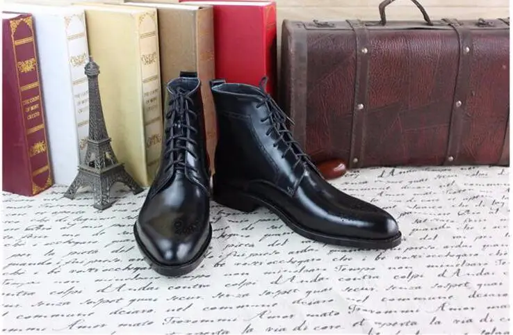 Черные мужские ботинки Goodyear 2018 итальянские мотоциклетные ручной работы Boss