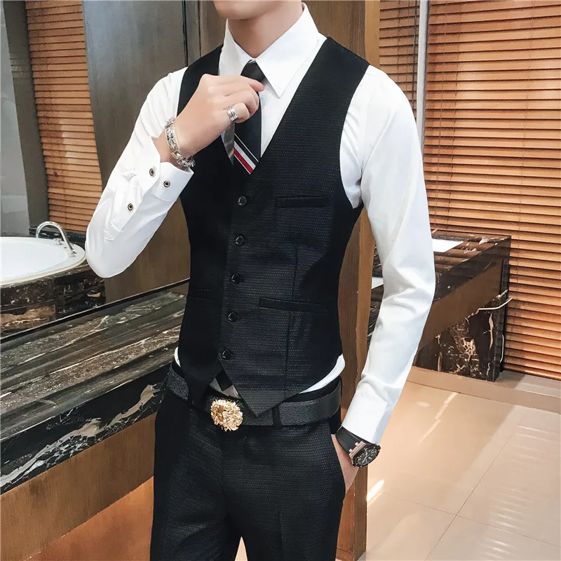 High quality vest men + pants business casual mens Waistcoat vests Slim fit S M L XL XXL XXXL | Мужская одежда