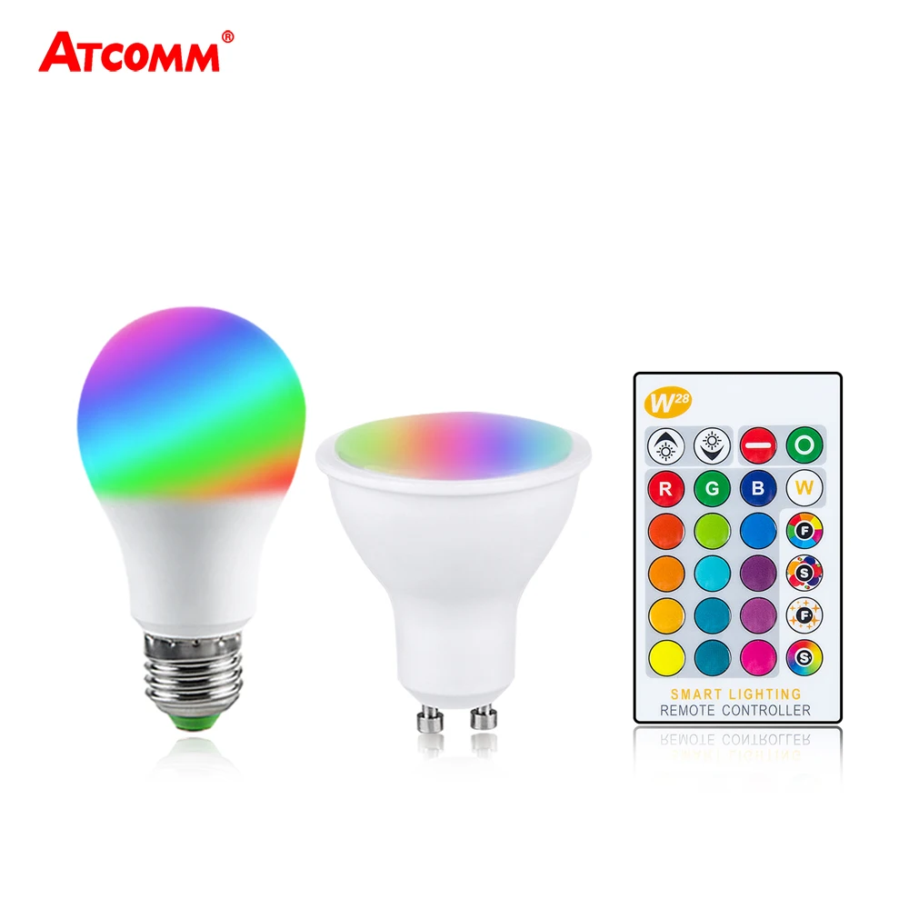 Ампула светодиодсветодиодный E27 GU10 цветная RGB лампа 5 Вт 10 15 85 265 в GU5.3