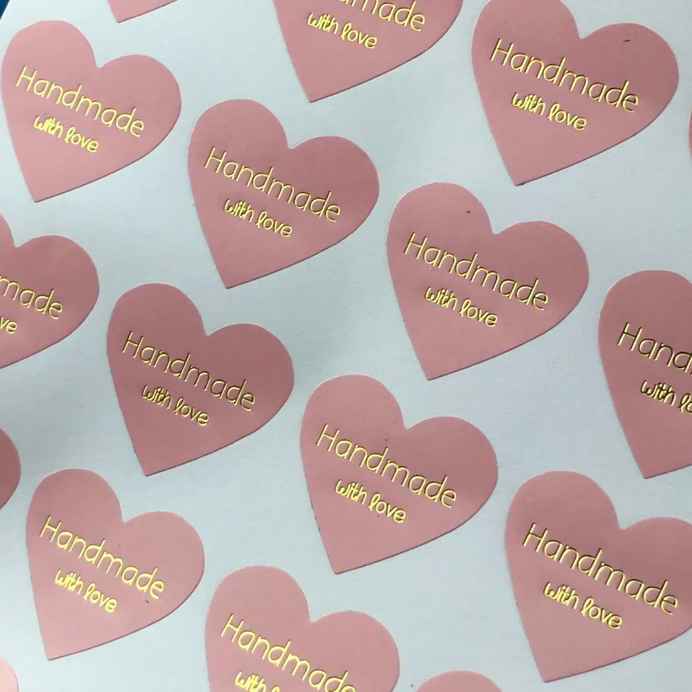 300 шт./лот напечатанные на этикетках "handmade with love" бумажные наклейки, этикетки, этикетки, уплотнительные наклейки s Упаковка для ювелирных изделий/коробок