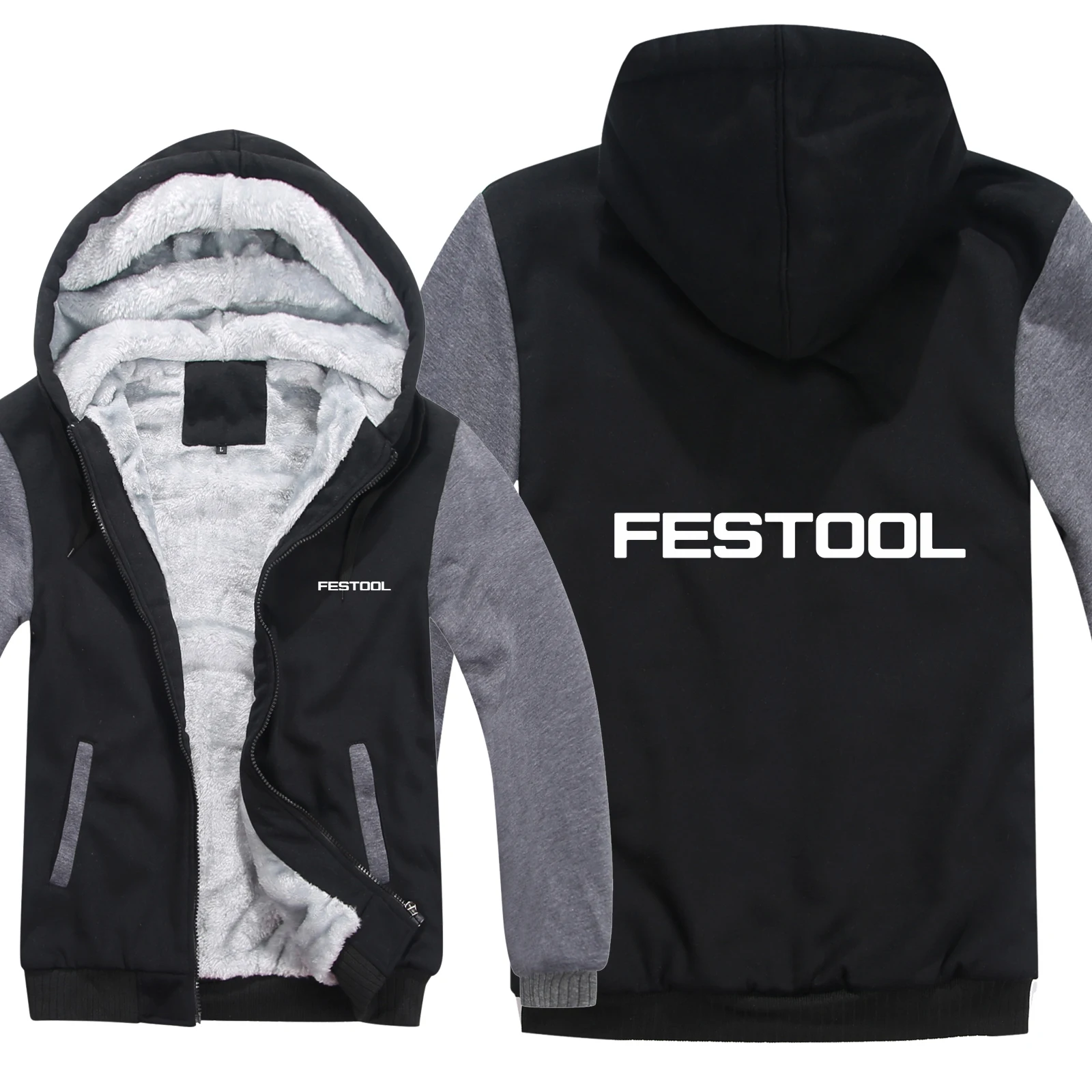 Мужская толстовка на молнии Festool Tools толстая флисовая пуловер|Мужские толстовки и
