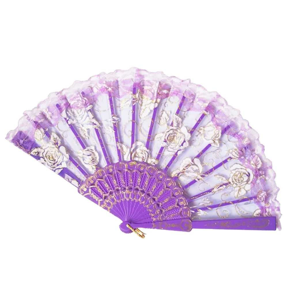 E Handheld Fans Folding Fans Bamboo Fans Women's Hollowed Bamboo Hand Holding Summer Held Fan Home Improvement - Цвет: E