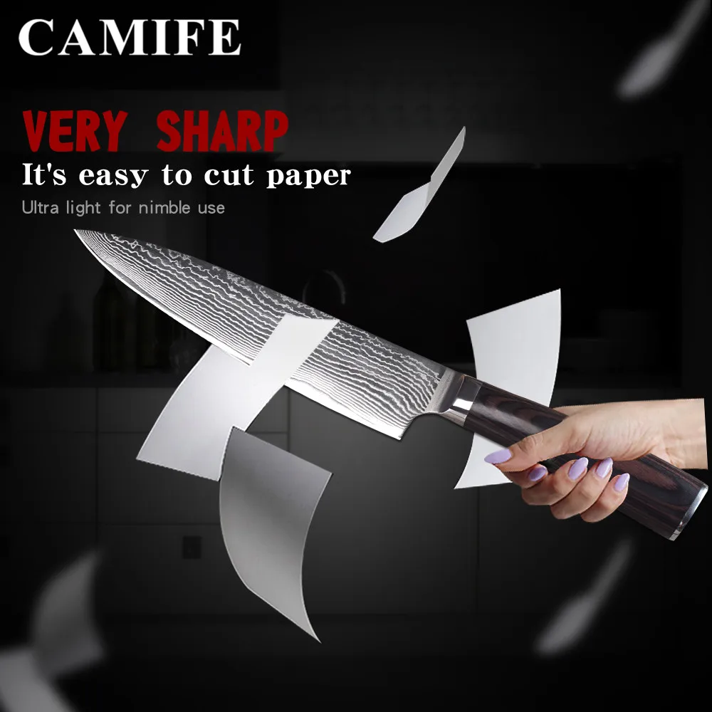 Дамасские Ножи нож шеф-повара японский кухонный дамасский VG10 73 слоя ножи из