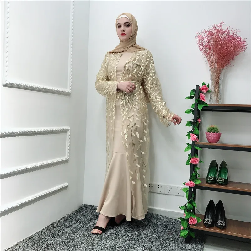 Рамадан открытая Abaya Дубай Турция ислам сетка кимоно кардиган мусульманский