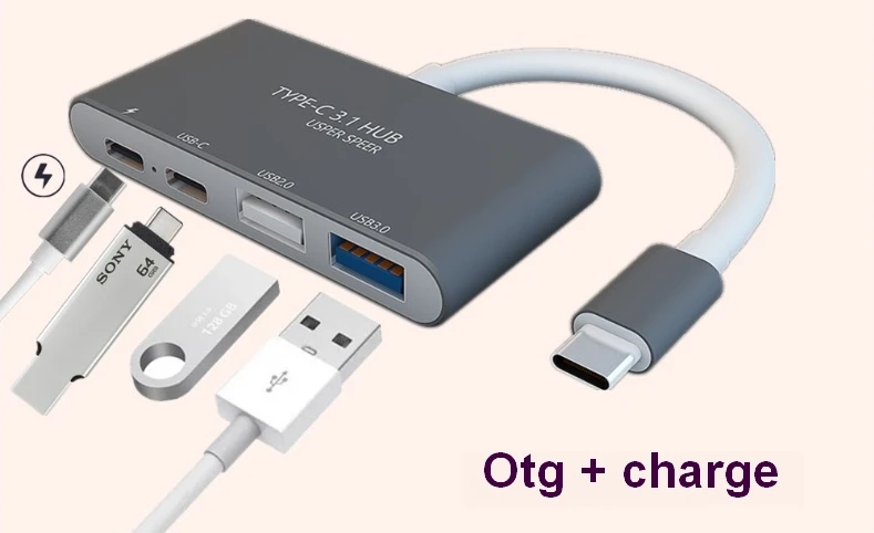 4 порта usb type-C Otg зарядный концентратор адаптер и кардридер концентратор