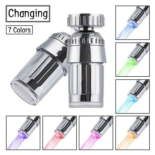 7 colors changing2 360 ° Вращение автоматически RGB Душ гидроэлектрический датчик температуры светильник водопроводной воды светодиодный кран аксессуары для ванной комнаты - Цвет: 7 colors changing2