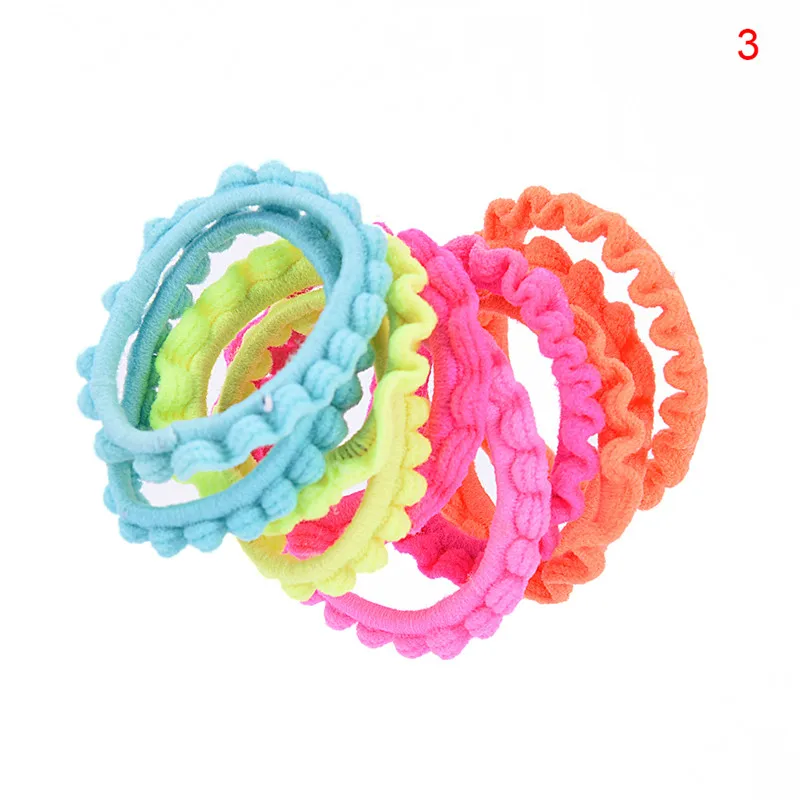 

Retail 10Pcs Colorful Cute Girls Hair Band Elastic Rubber Bands Kids Hair Ropes Ponytail Holder Hair Accessories 3 Styles