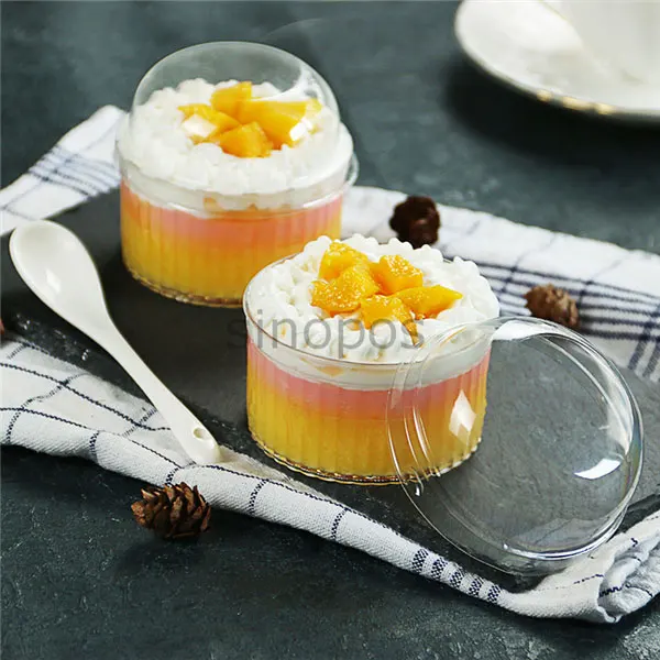 12 шт прозрачная пластиковая Форма цилиндра мусс чашка с крышкой коробка для