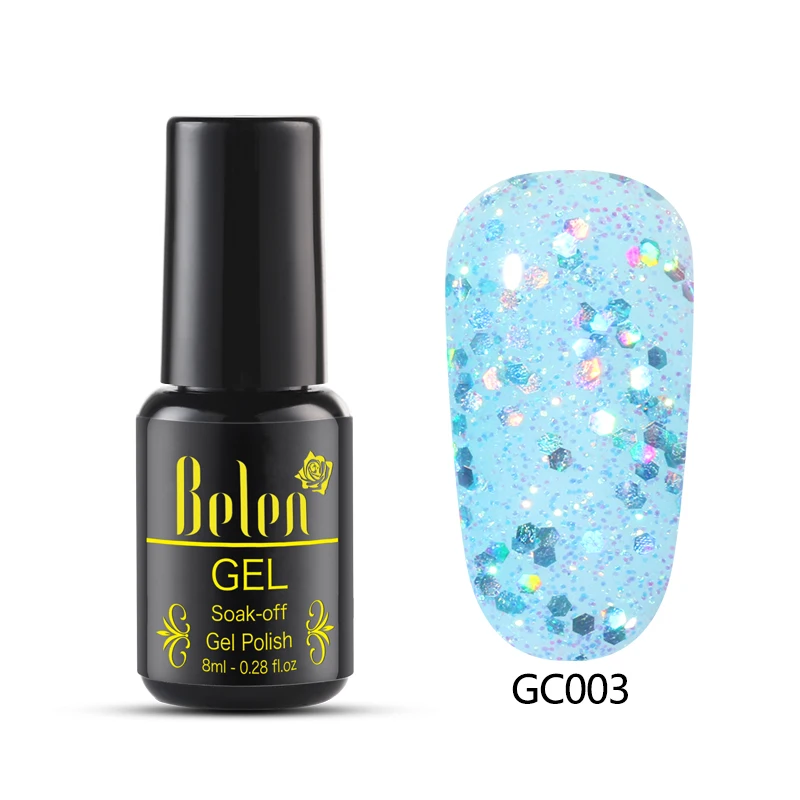 Belen 8 мл Блестящий бриллиантовый блеск с ультрафиолетовым свечением Светодиодная