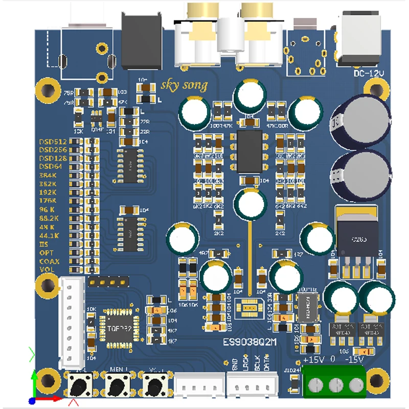 ES9038 OLED Q2M DAC DSD декодер поддержка IIS DSD коаксиальный волоконный вход 384 кГц DOP D5-001