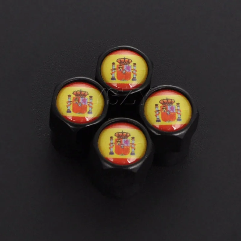 Spanish Flag Tyre Valve Dust Caps Air Auto Car Tire Value Accessories for Cars Bike Bicycle Motorcycle 4Pcs | Автомобили и