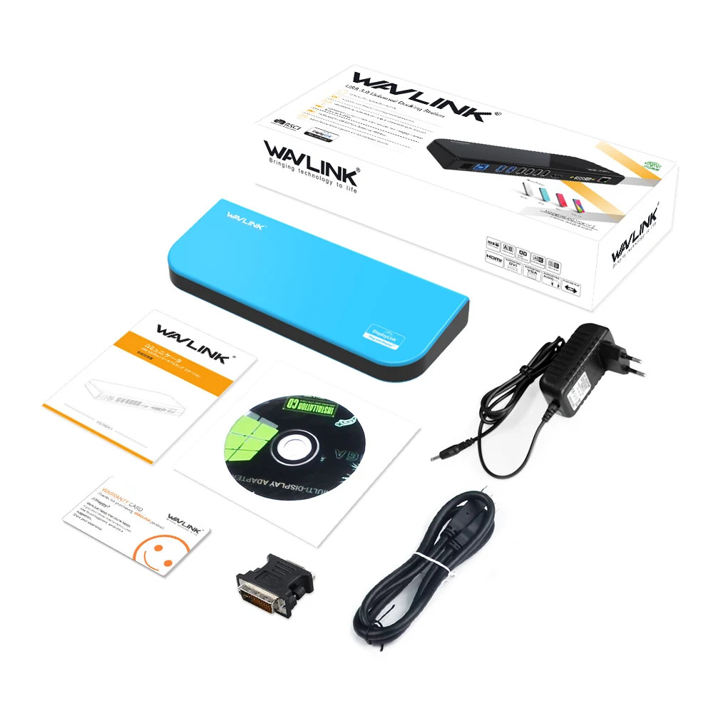 Wavlink Многофункциональный USB3.0 Универсальная док-станция с двумя видео Дисплей HDMI/DVI/VGA 1080 P Gigabit Ethernet для Mac OS Windows