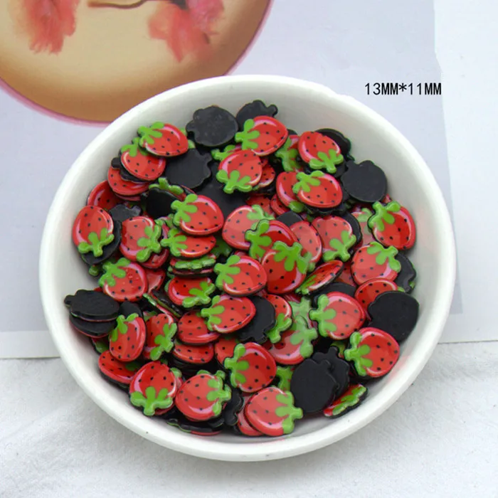 Strawberry 10 шт. Акриловые Плоские с оборота полимерные Мультяшные плоские кавайные фруктовые кабошоны серьги ювелирные изделия Аксессуары для рукоделия украшения Декор - Цвет: Strawberry
