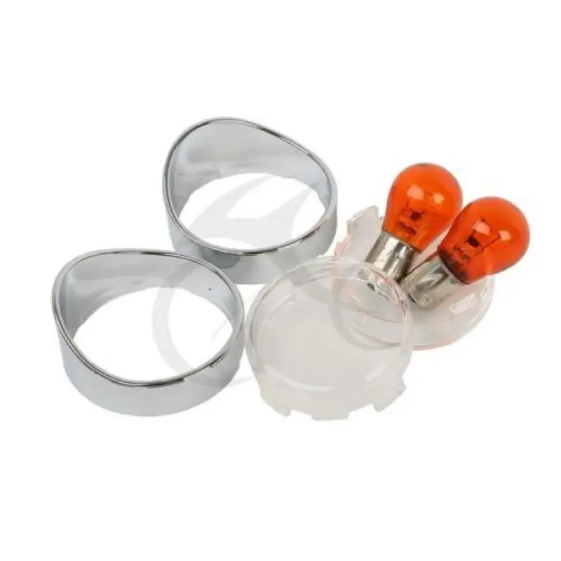 2x Orange/Clear/Smoke/Red Turn Signal Lens Cover Visor Style Ring + Bulb For Harley Dyna Softail Sportster Road King FLHX FLTRI |