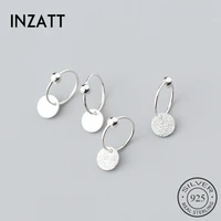 inzatt real 925 sterling silver minimalist round bead hoop earrings for trendy women party fashion jewelry ol accessories gift