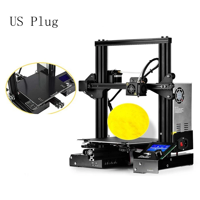 US Plug Creality 3D Ender-3 3d принтер обновленная версия V-slot resounce power Failure печать горячей кровати Печать Мощность DIY KIT - Цвет: US Plug
