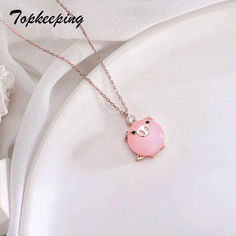 Женская подвеска со свиньей розовое золото цепочкой | Украшения и аксессуары