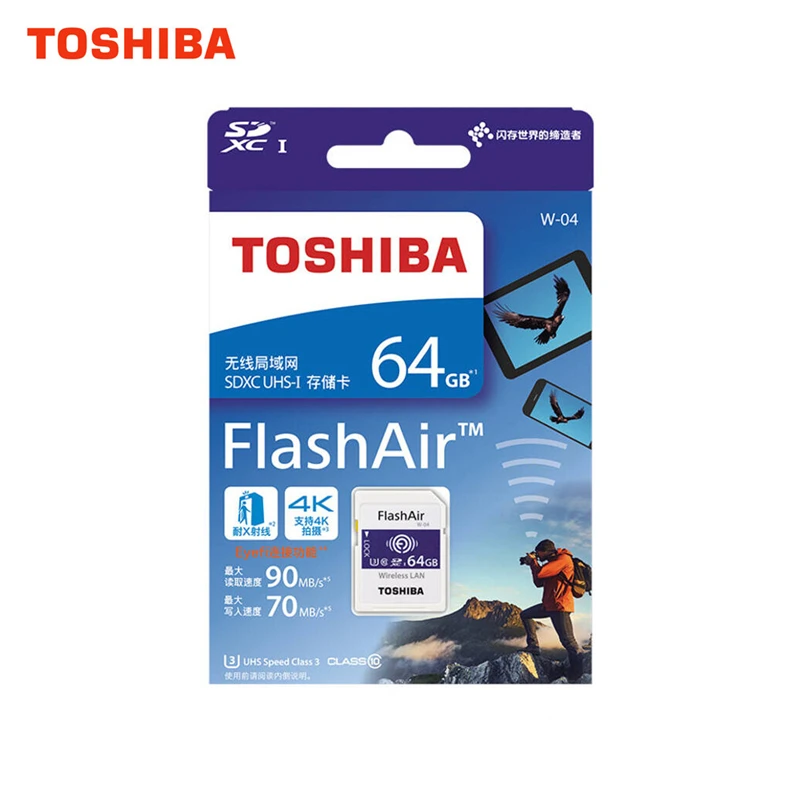 TOSHIBA флеш карта памяти 32 Гб wifi SD 90 МБ/с./с Беспроводная SDHC Tarjeta sd WIFI Carte для цифровой
