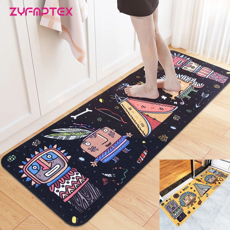 ZYFMPTEX мультяшный принт Коврик для двери Коврики кухни противоскользящие длинные