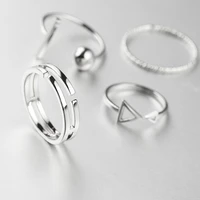 four piecelot combination adjustable rings electroplated geometric midi rings ornament for women
