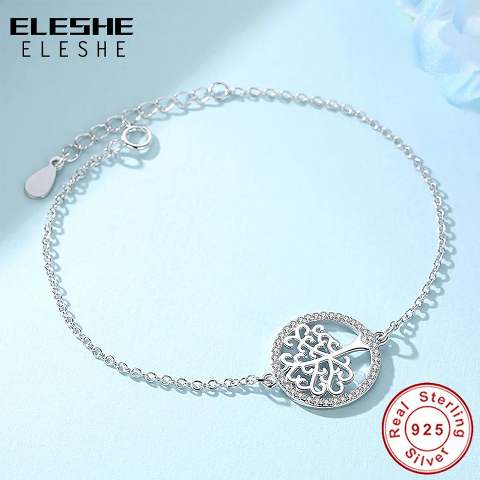 Женский браслет цепочка из серебра 925 пробы с кристаллами|tree of life bracelet|sterling silver925