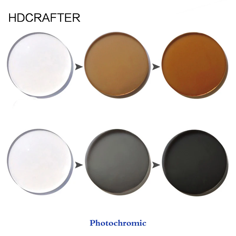 Асферические фотохромные линзы HDCRAFTER Индекс 1 56 серого и коричневого цвета для