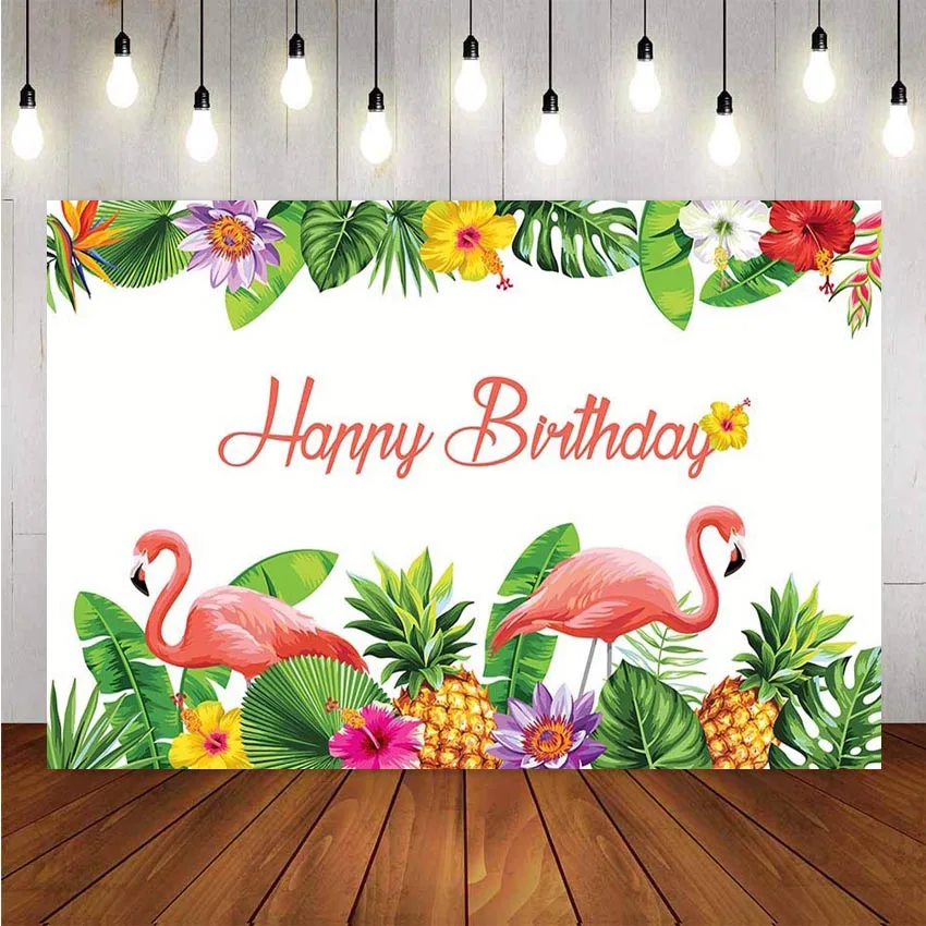 

Mehofond photography background pineapple colorful tropical flowers nature pink flamingos birthday celebration backdrop