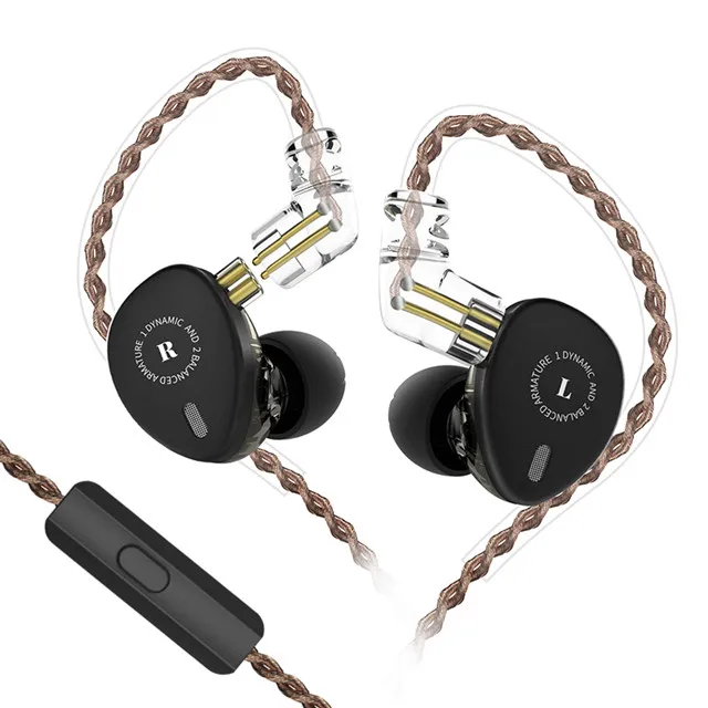 black with mic KBEAR KB06 2BA+ 1DD гибридные драйверы в ухо наушники HIFI DJ монитор наушники с 2PIN кабелем металлические вкладыши KBEAR F1/KB10 - Цвет: black with mic