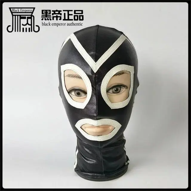 Новинка лакированная кожа БДСМ бондаж ограничения Дырявые глаза рот с молнией