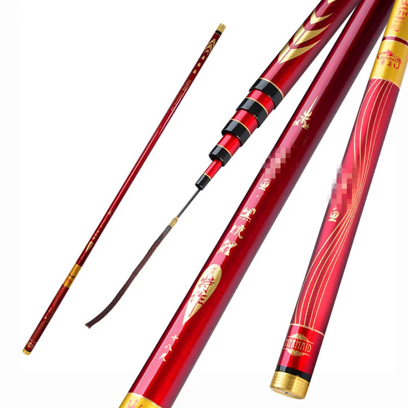 

High Strength Fiberglass Hand Fishing Rod Pole Telescopic Carp Fishing Rod for River Stream Fishing Tackle 3.6M-7.2M Printed