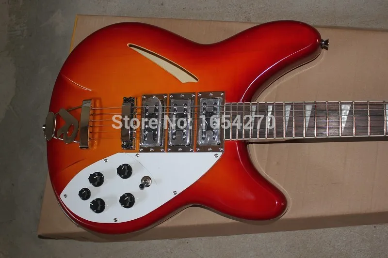 Free shipping Top Quality Rick Semi-Hollow Sky Sunburst Ricken Guitar 3 Pickups R Tremolo Electric In Stock 150604 | Спорт и