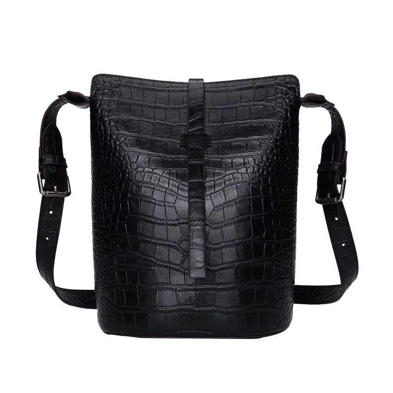 Крокодиловый узор из натуральной кожи для женщин бычьей винтажная сумка-мешок