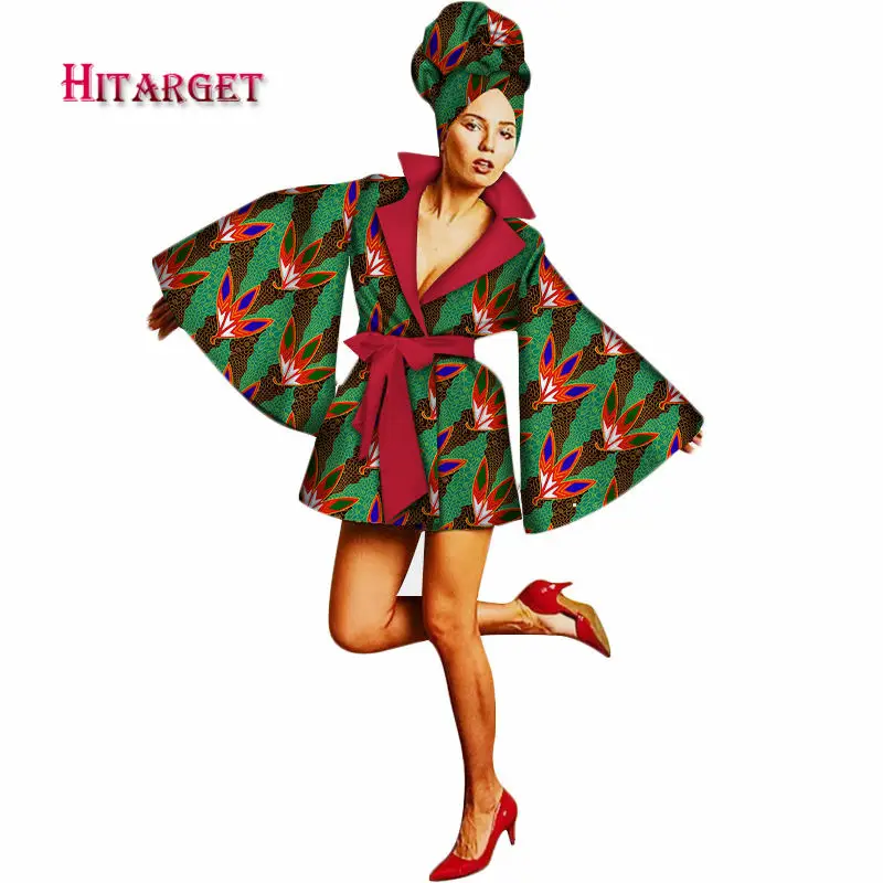 

2019 Hitarget African Women Traditional Coat Dashiki Print Wax Elegant Riche Trench Coat African Clothes for women WY306