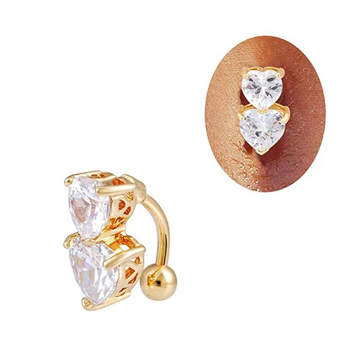 Кольцо для пирсинга живота Золотое кольцо с кристаллом циркония в обратном